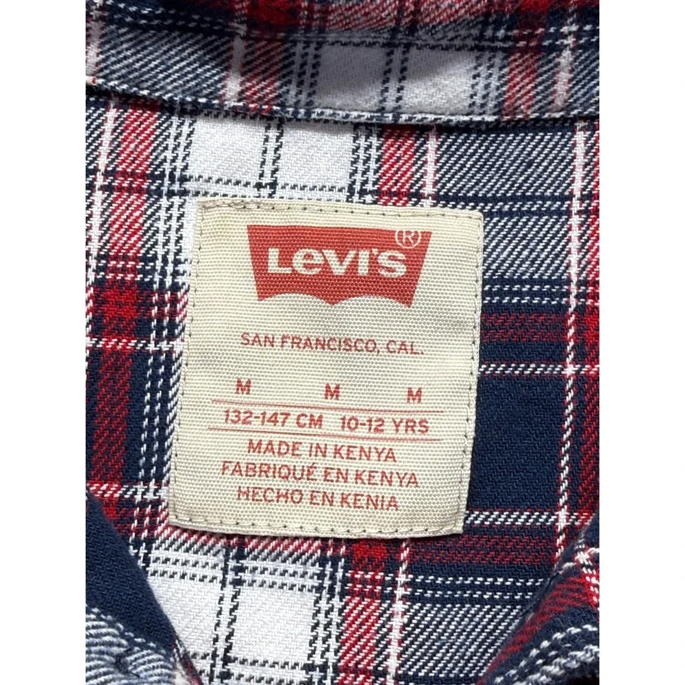 Levi's Flannel Shirt Boys‎ Medium (10-12) Multicolor Plaid Button Up Streetwear
